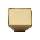 Heritage Brass Cabinet Knob Square Stepped Design 32mm Polished Brass finish - C3672 32-PB - Choice Handles
