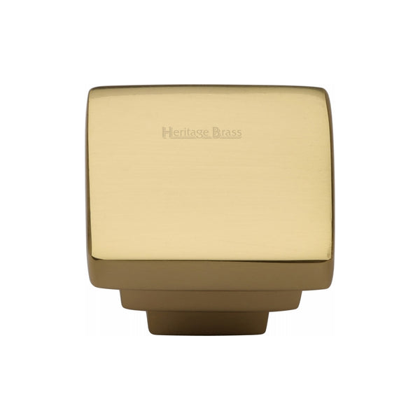Heritage Brass Cabinet Knob Square Stepped Design 32mm Polished Brass finish - C3672 32-PB - Choice Handles