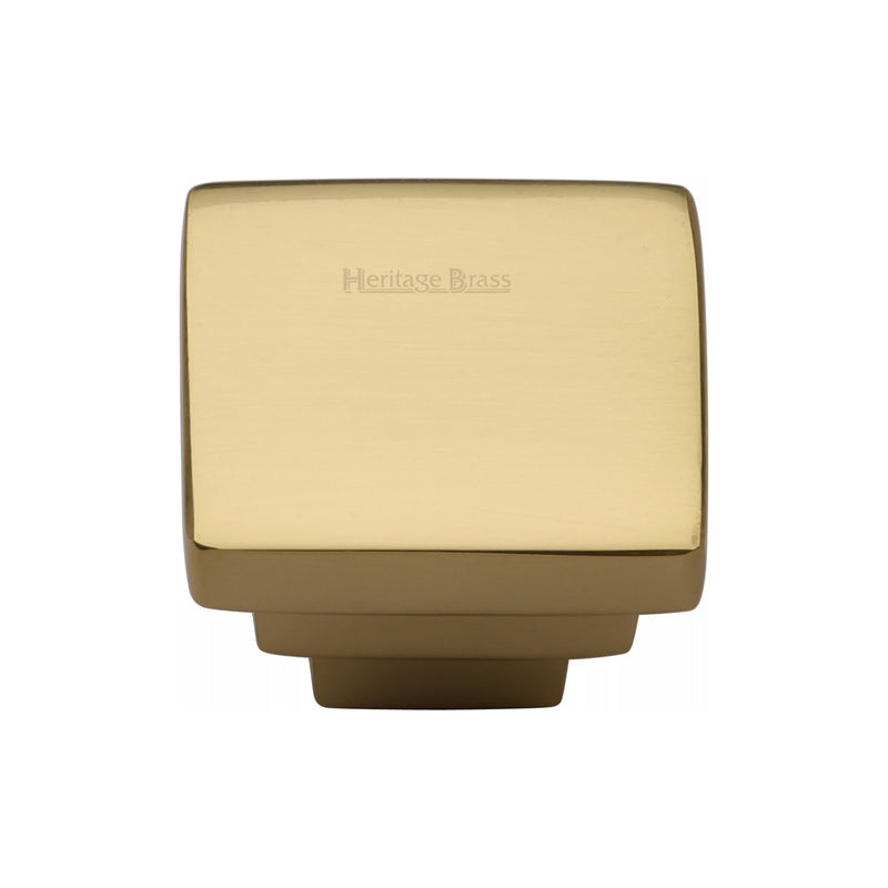 Heritage Brass Cabinet Knob Square Stepped Design 32mm Polished Brass finish - C3672 32-PB - Choice Handles