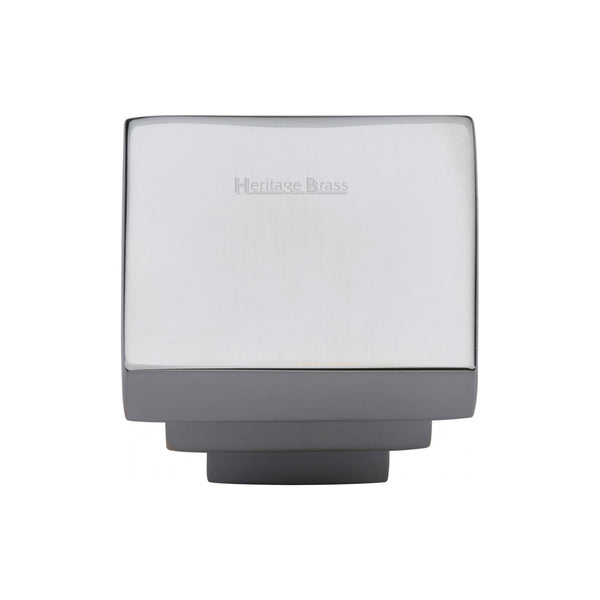 Heritage Brass Cabinet Knob Square Stepped Design 32mm Polished Chrome finish - C3672 32-PC - Choice Handles