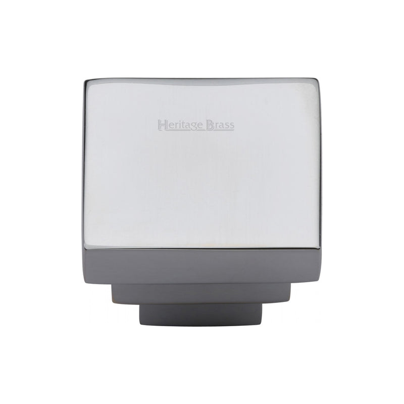 Heritage Brass Cabinet Knob Square Stepped Design 32mm Polished Chrome finish - C3672 32-PC - Choice Handles