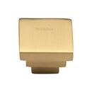Heritage Brass Cabinet Knob Square Stepped Design 32mm Satin Brass finish - C3672 32-SB - Choice Handles