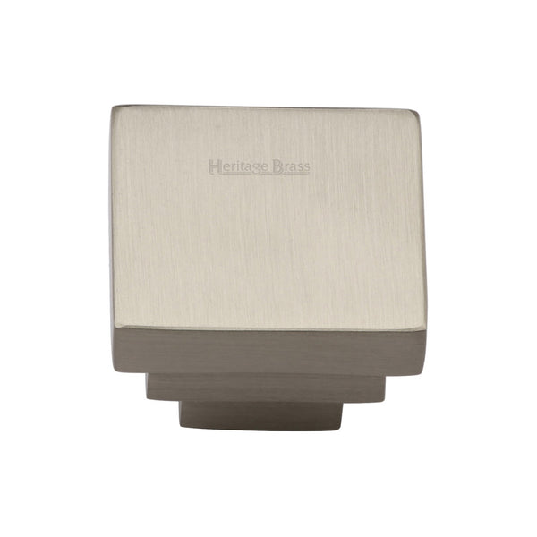 Heritage Brass Cabinet Knob Square Stepped Design 32mm Satin Nickel finish - C3672 32-SN - Choice Handles