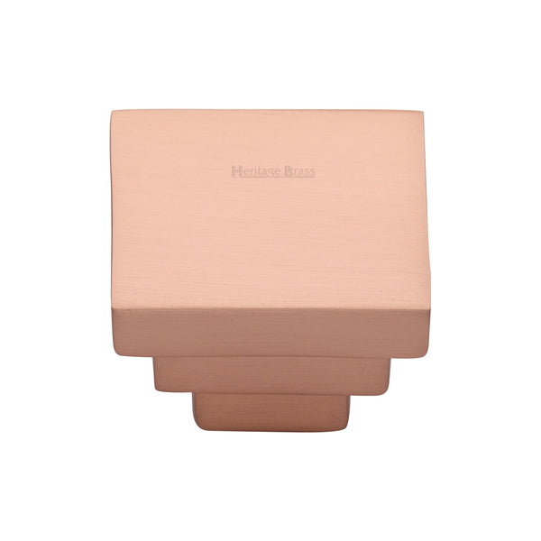 Heritage Brass Cabinet Knob Square Stepped Design 32mm Satin Rose Gold finish - C3672 32-SRG - Choice Handles