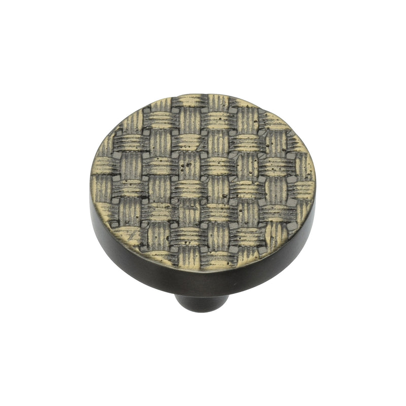 Heritage Brass Cabinet Knob Round Weave Design 32mm Aged Brass finish - C3675 32-AB - Choice Handles