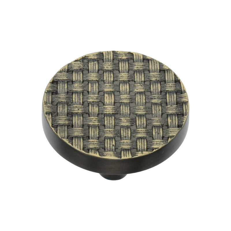 Heritage Brass Cabinet Knob Round Weave Design 38mm Aged Brass finish - C3675 38-AB - Choice Handles