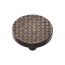 Heritage Brass Cabinet Knob Round Weave Design 38mm Aged Copper finish - C3675 38-AC - Choice Handles