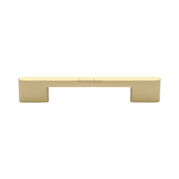 Heritage Brass Cabinet Pull Slim Metro Design 128mm CTC Satin Brass finish - C3681 128-SB - Choice Handles
