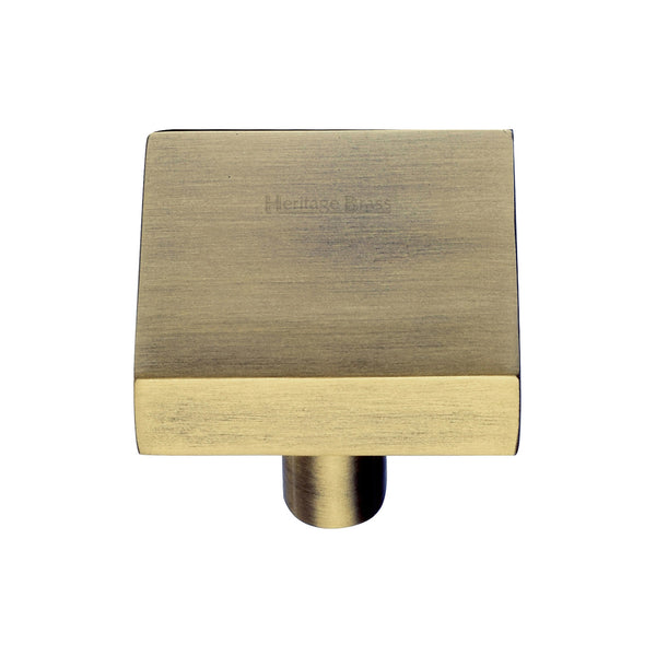 Heritage Brass Cabinet Knob Square Design 32mm Antique Brass finish - C3685 32-AT - Choice Handles