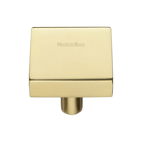 Heritage Brass Cabinet Knob Square Design 32mm Polished Brass finish - C3685 32-PB - Choice Handles