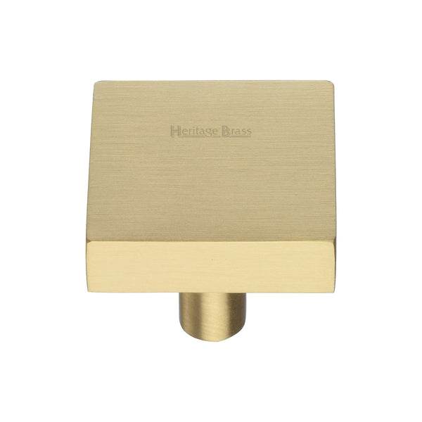 Heritage Brass Cabinet Knob Square Design 32mm Satin Brass finish - C3685 32-SB - Choice Handles