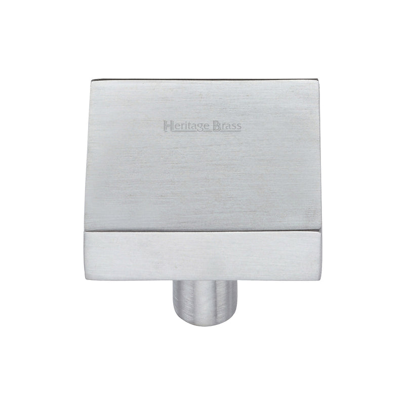 Heritage Brass Cabinet Knob Square Design 32mm Satin Chrome finish - C3685 32-SC - Choice Handles