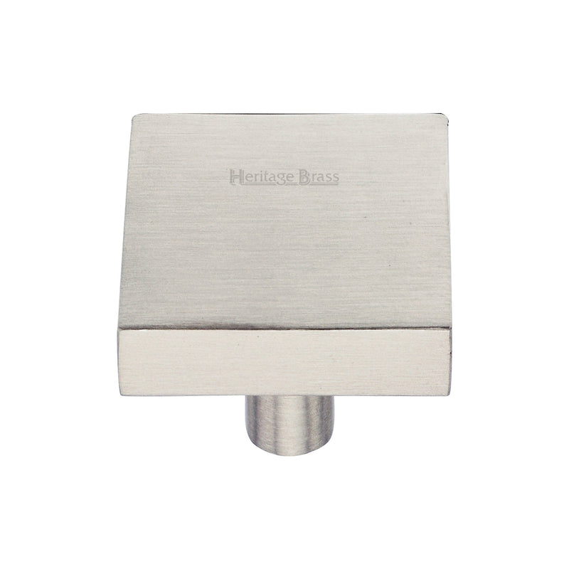 Heritage Brass Cabinet Knob Square Design 32mm Satin Nickel finish - C3685 32-SN - Choice Handles