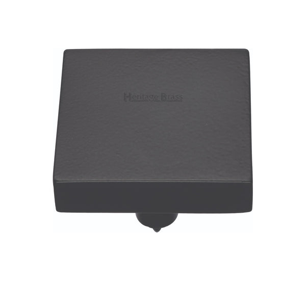 Heritage Brass Cabinet Knob Square Design 38mm Matt Black finish - C3685 38-BKMT - Choice Handles