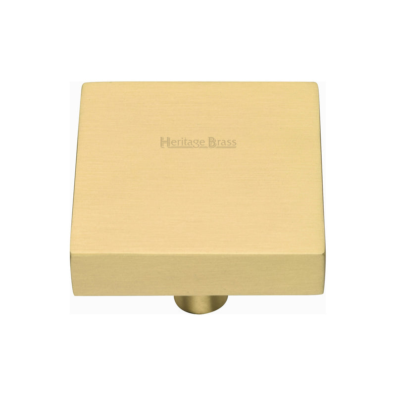 Heritage Brass Cabinet Knob Square Design 38mm Satin Brass finish - C3685 38-SB - Choice Handles