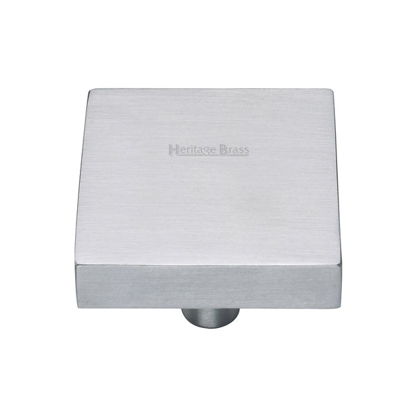 Heritage Brass Cabinet Knob Square Design 38mm Satin Chrome finish - C3685 38-SC - Choice Handles