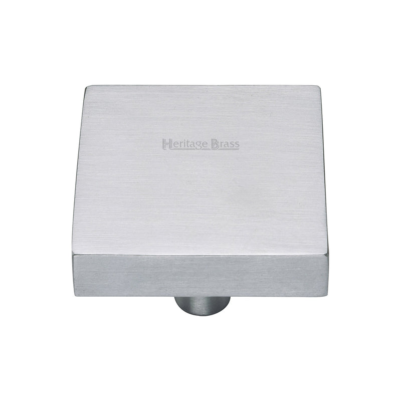 Heritage Brass Cabinet Knob Square Design 38mm Satin Chrome finish - C3685 38-SC - Choice Handles