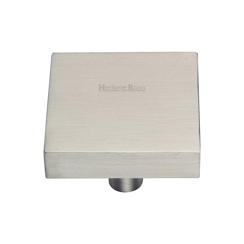 Heritage Brass Cabinet Knob Square Design 38mm Satin Nickel finish - C3685 38-SN - Choice Handles