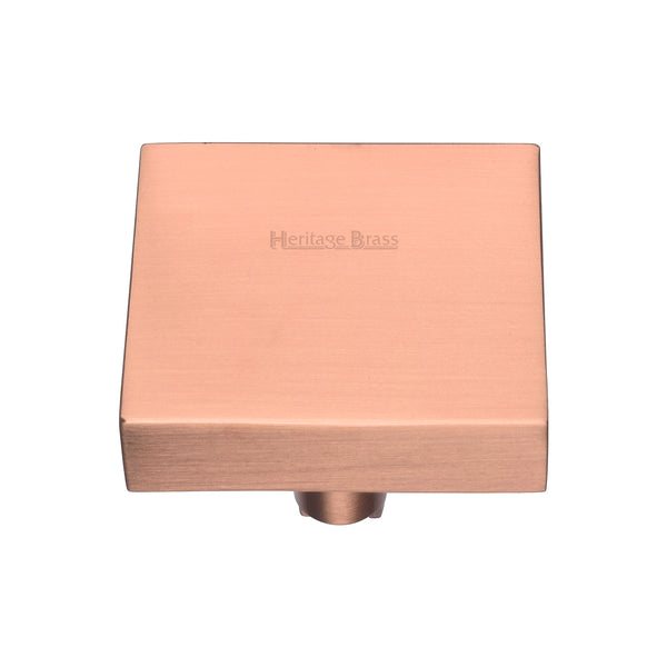 Heritage Brass Cabinet Knob Square Design 38mm Satin Rose Gold finish - C3685 38-SRG - Choice Handles