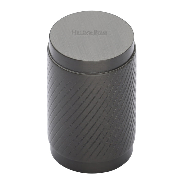 Heritage Brass Cabinet Knob Cylindric Knurled Design 21mm Matt Bronze finish - C3840-MB - Choice Handles