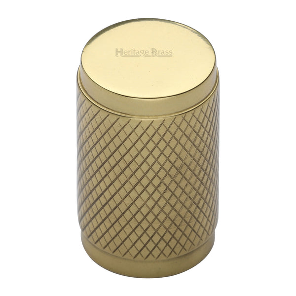 Heritage Brass Cabinet Knob Cylindric Knurled Design 21mm Polished Brass finish - C3840-PB - Choice Handles