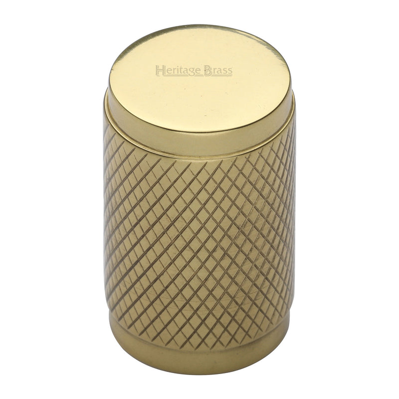 Heritage Brass Cabinet Knob Cylindric Knurled Design 21mm Polished Brass finish - C3840-PB - Choice Handles