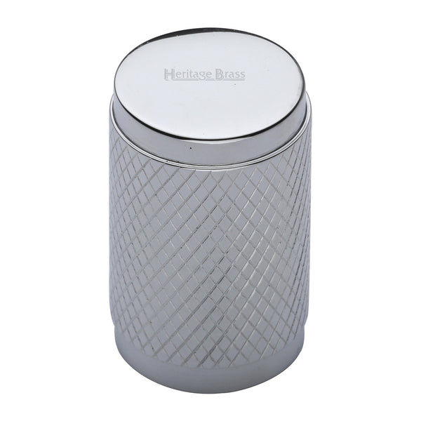 Heritage Brass Cabinet Knob Cylindric Knurled Design 21mm Polished Chrome finish - C3840-PC - Choice Handles