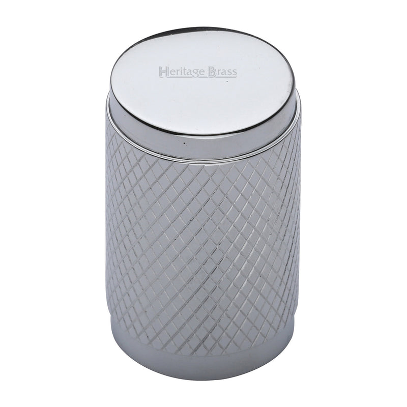 Heritage Brass Cabinet Knob Cylindric Knurled Design 21mm Polished Chrome finish - C3840-PC - Choice Handles