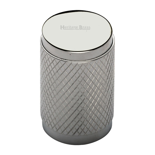 Heritage Brass Cabinet Knob Cylindric Knurled Design 21mm Polished Nickel - C3840-PNF - Choice Handles