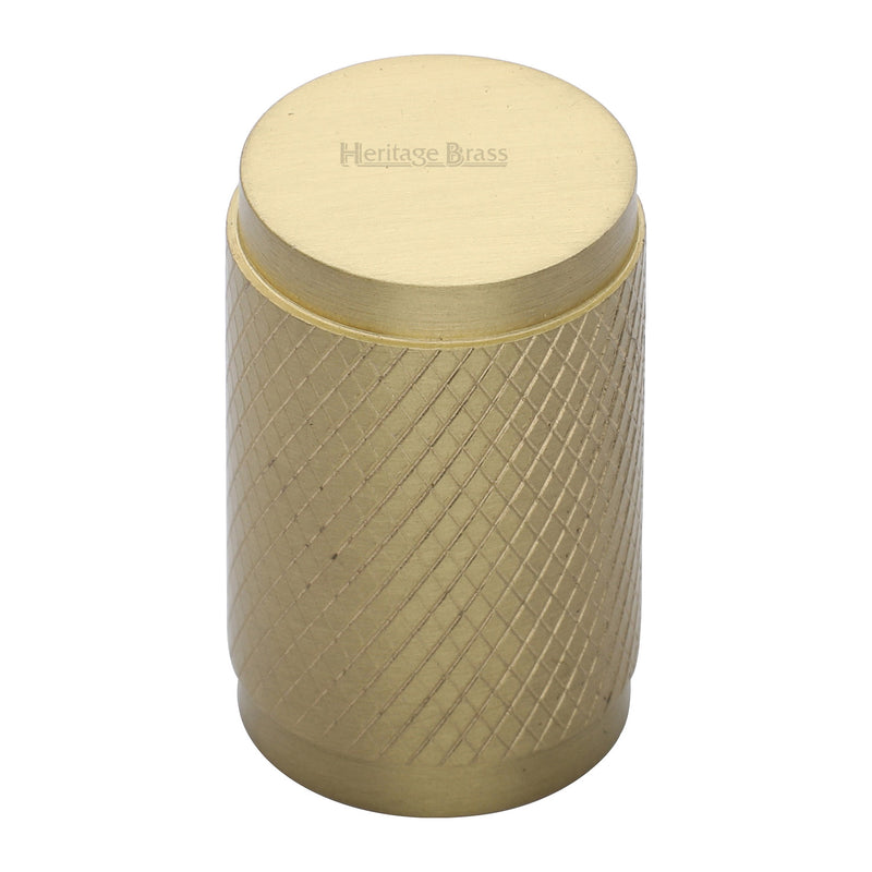 Heritage Brass Cabinet Knob Cylindric Knurled Design 21mm Satin Brass finish - C3840-SB - Choice Handles