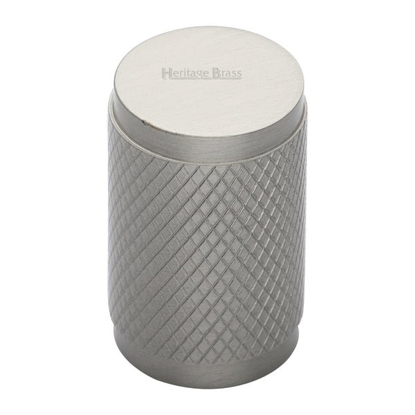 Heritage Brass Cabinet Knob Cylindric Knurled Design 21mm Satin Nickel finish - C3840-SN - Choice Handles