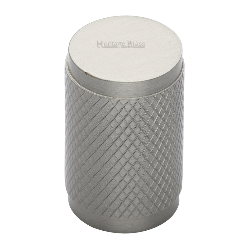 Heritage Brass Cabinet Knob Cylindric Knurled Design 21mm Satin Nickel finish - C3840-SN - Choice Handles