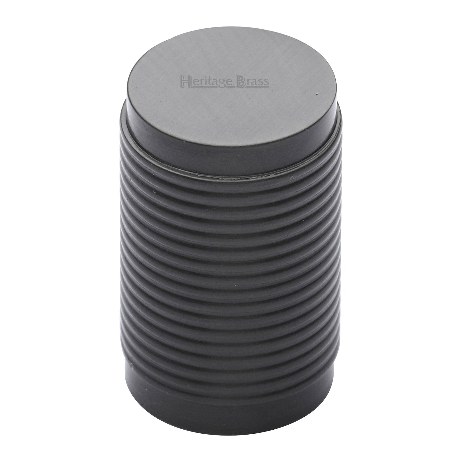 Heritage Brass Cabinet Knob Cylindric Ribbed Design 21mm Matt Bronze f