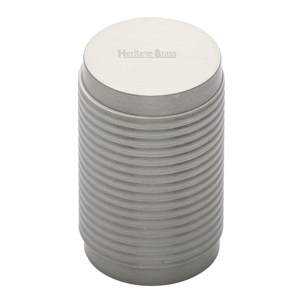 Heritage Brass Cabinet Knob Cylindric Ribbed Design 21mm Satin Nickel finish - C3850-SN - Choice Handles
