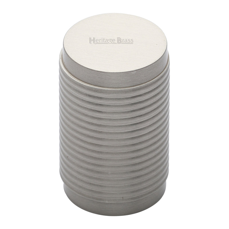 Heritage Brass Cabinet Knob Cylindric Ribbed Design 21mm Satin Nickel finish - C3850-SN - Choice Handles