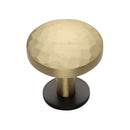 Heritage Brass Cabinet Knob Round Hammered Design with Rose 32mm Matt Bronze/Satin Brass finish - C3876 32-BSB - Choice Handles