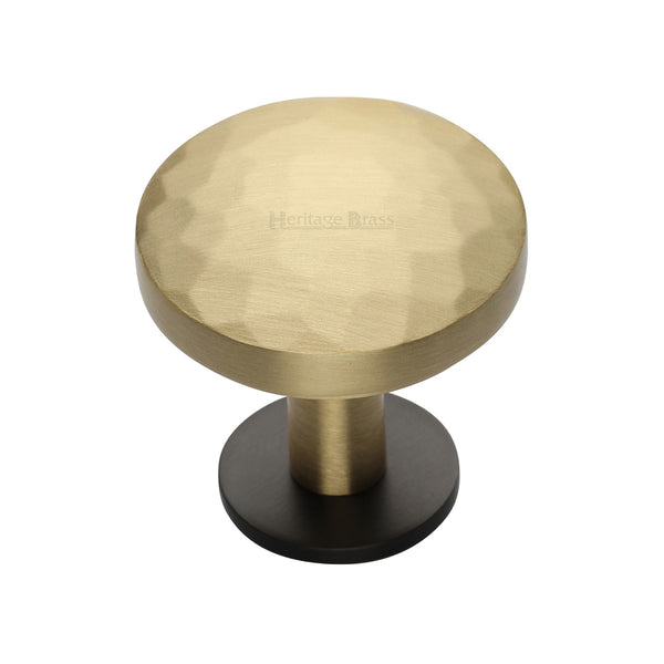 Heritage Brass Cabinet Knob Round Hammered Design with Rose 32mm Matt Bronze/Satin Brass finish - C3876 32-BSB - Choice Handles
