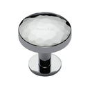 Heritage Brass Cabinet Knob Round Hammered Design with Rose 32mm Polished Chrome finish - C3876 32-PC - Choice Handles