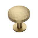 Heritage Brass Cabinet Knob Round Hammered Design with Rose 32mm Satin Brass finish - C3876 32-SB - Choice Handles