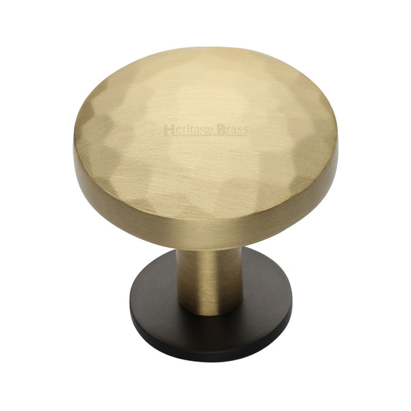 Heritage Brass Cabinet Knob Round Hammered Design with Rose 38mm Matt Bronze/Satin Brass finish - C3876 38-BSB - Choice Handles