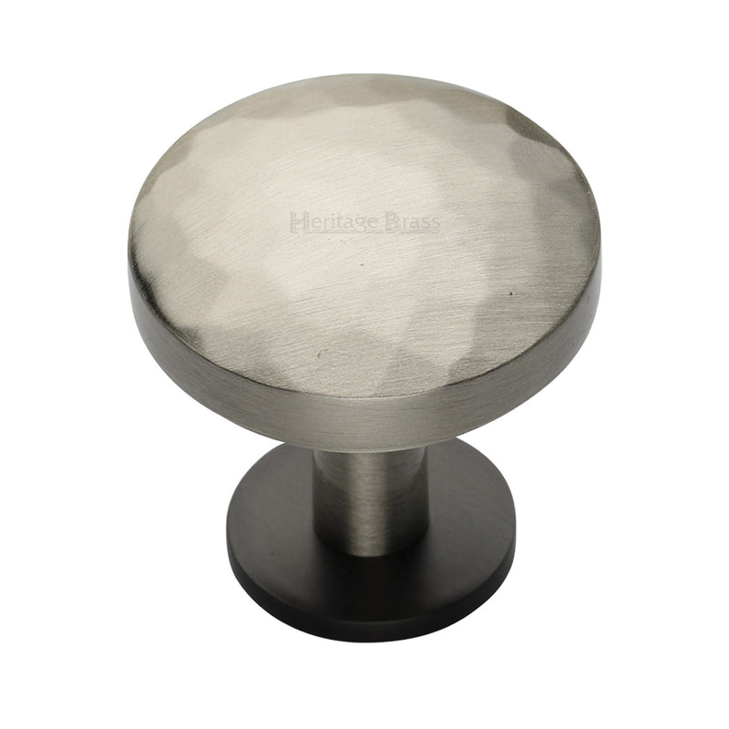Heritage Brass Cabinet Knob Round Hammered Design with Rose 38mm Matt Bronze/Satin Nickel finish - C3876 38-BSN - Choice Handles