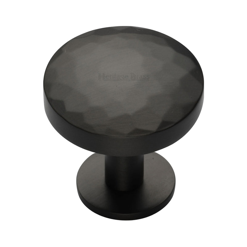 Heritage Brass Cabinet Knob Round Hammered Design with Rose 38mm Matt Bronze finish - C3876 38-MB - Choice Handles