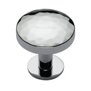 Heritage Brass Cabinet Knob Round Hammered Design with Rose 38mm Polished Chrome finish - C3876 38-PC - Choice Handles