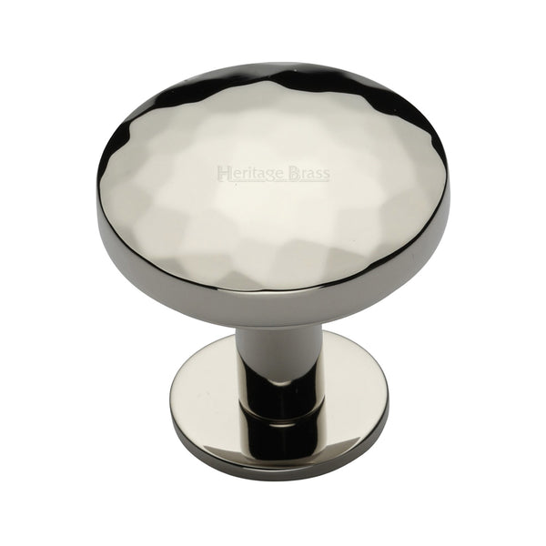 Heritage Brass Cabinet Knob Round Hammered Design with Rose 38mm Polished Nickel - C3876 38-PNF - Choice Handles