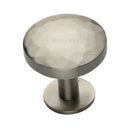 Heritage Brass Cabinet Knob Round Hammered Design with Rose 38mm Satin Nickel finish - C3876 38-SN - Choice Handles