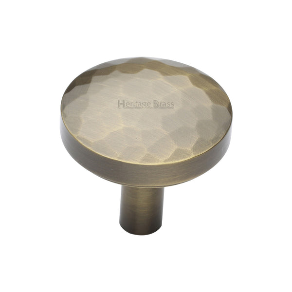 Heritage Brass Cabinet Knob Hammered Design 32mm Antique Brass finish
 - C3877 32-AT - Choice Handles