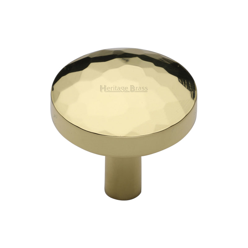 Heritage Brass Cabinet Knob Hammered Design 32mm Polished Brass finish - C3877 32-PB - Choice Handles