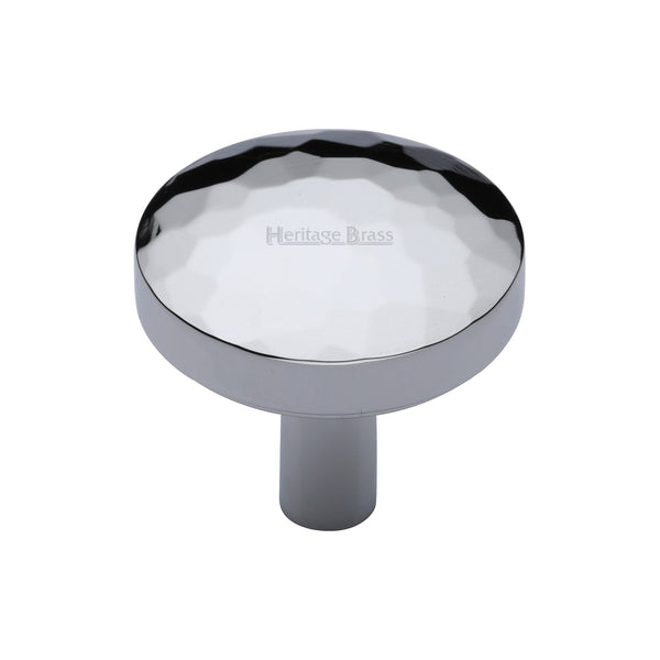 Heritage Brass Cabinet Knob Hammered Design 32mm Polished Chrome finish - C3877 32-PC - Choice Handles