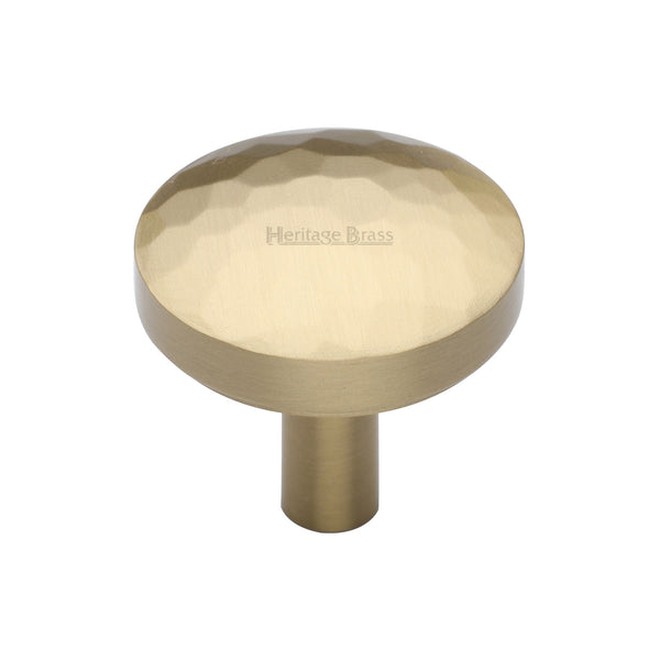 Heritage Brass Cabinet Knob Hammered Design 32mm Satin Brass finish - C3877 32-SB - Choice Handles