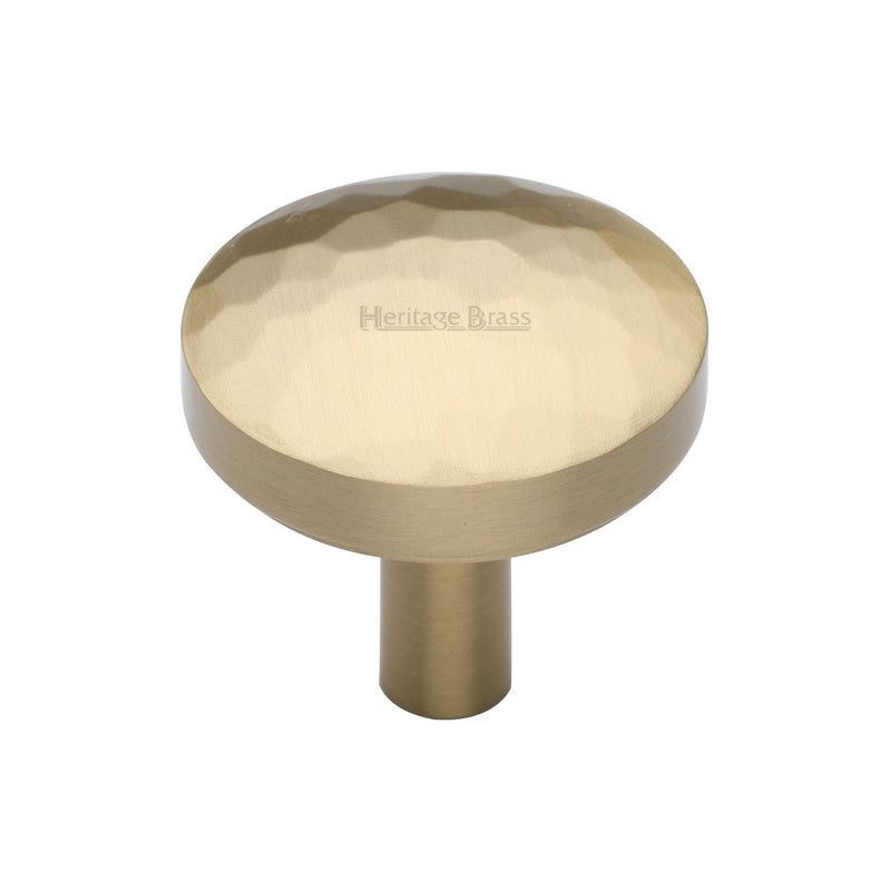 Heritage Brass Cabinet Knob Hammered Design 32mm Satin Brass finish - C3877 32-SB - Choice Handles
